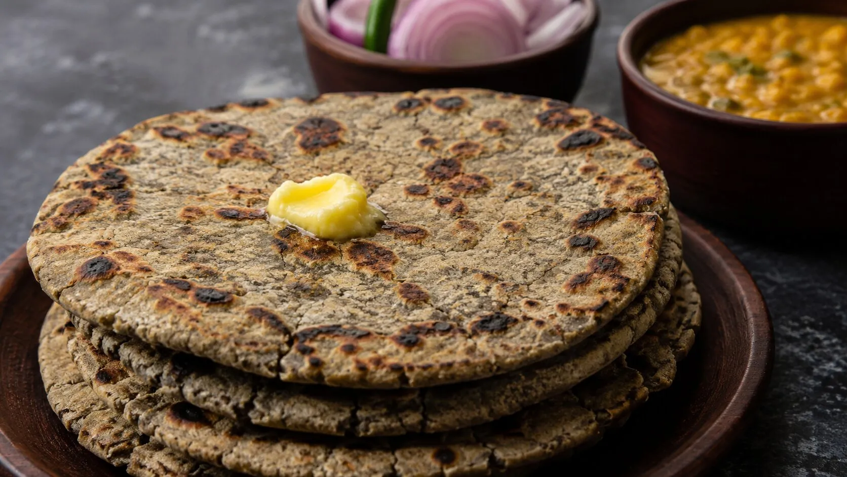 Bajra Rotla with Spicy Garlic Chutney Bajra Rotla with Spicy Garlic Chutney