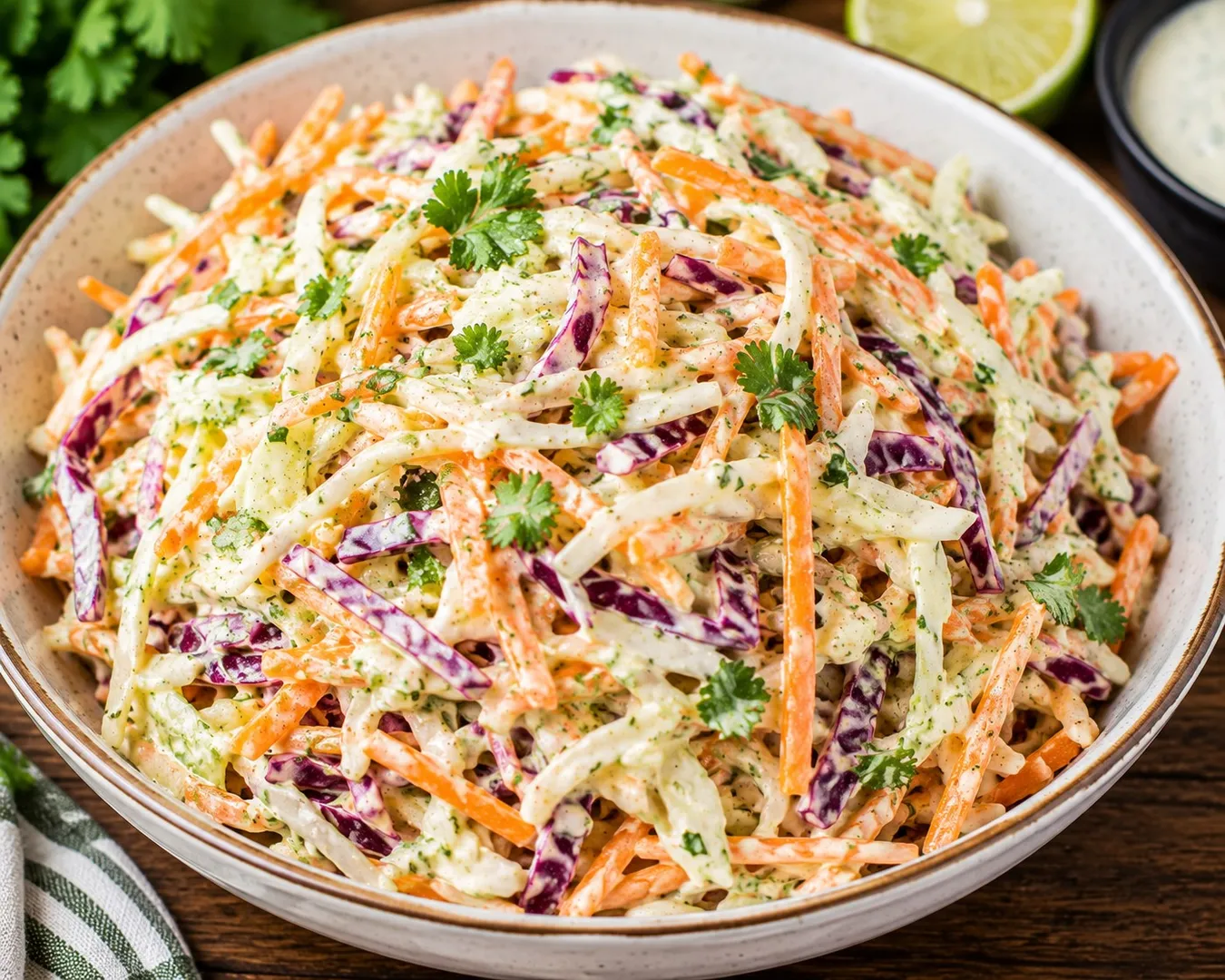 Carrot Cabbage Salad with Cilantro-Lime Mayo