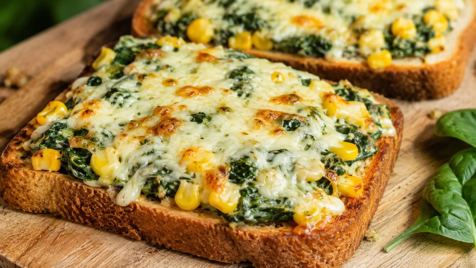 Cheesy Spinach & Corn Toast Recipe Cheesy Spinach & Corn Toast Recipe
