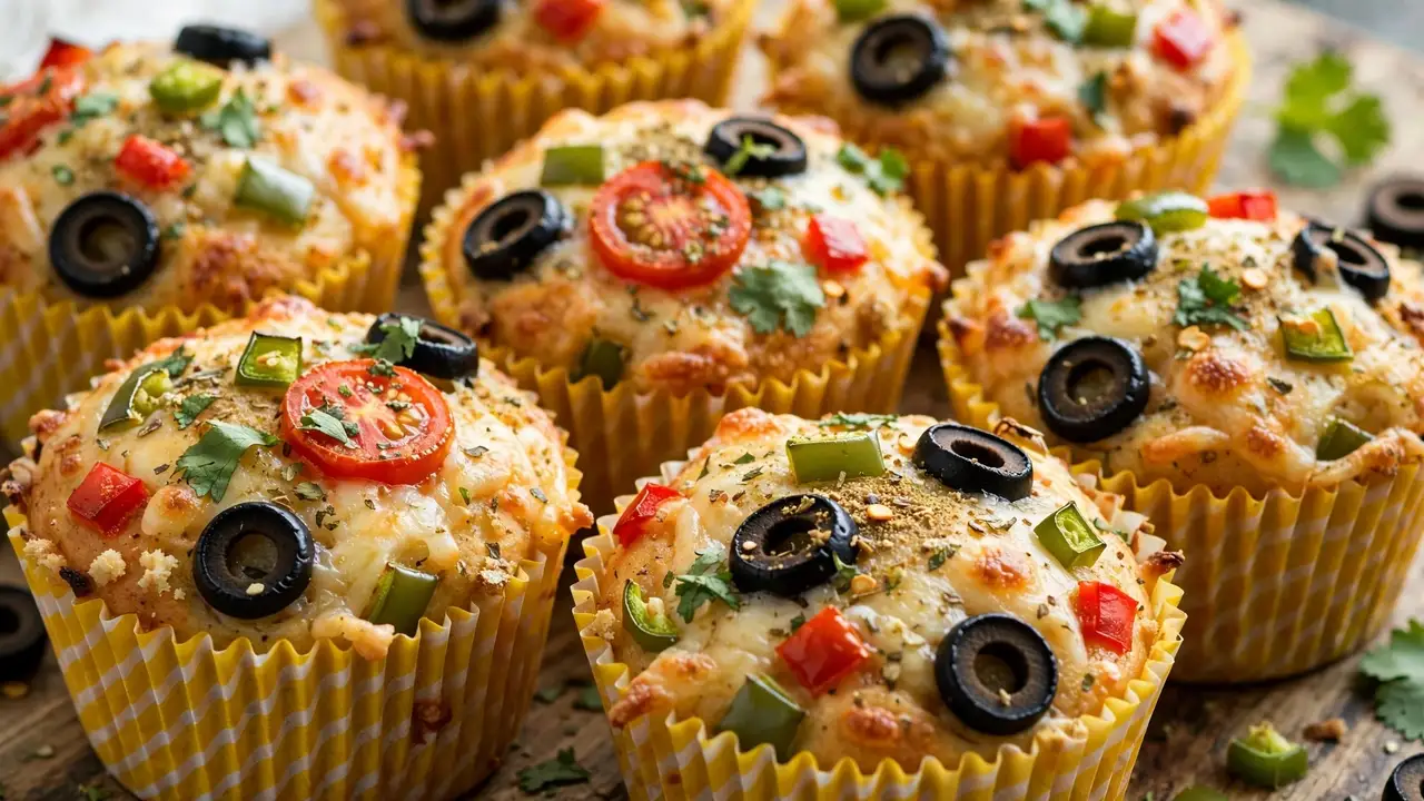 Cheesy Veggie Pizza Muffins