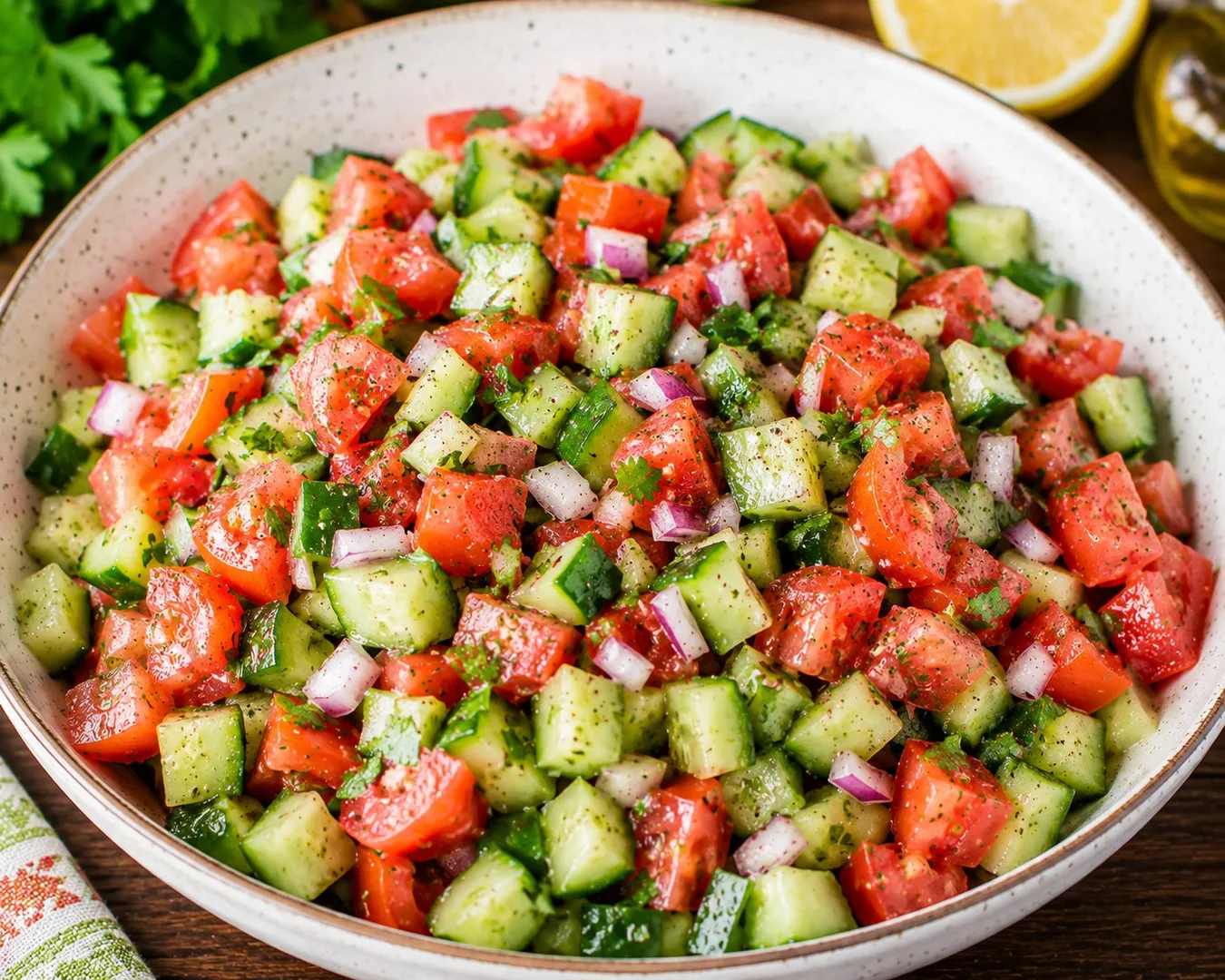 Classic Egyptian Salata Cucumber-Tomato Salad