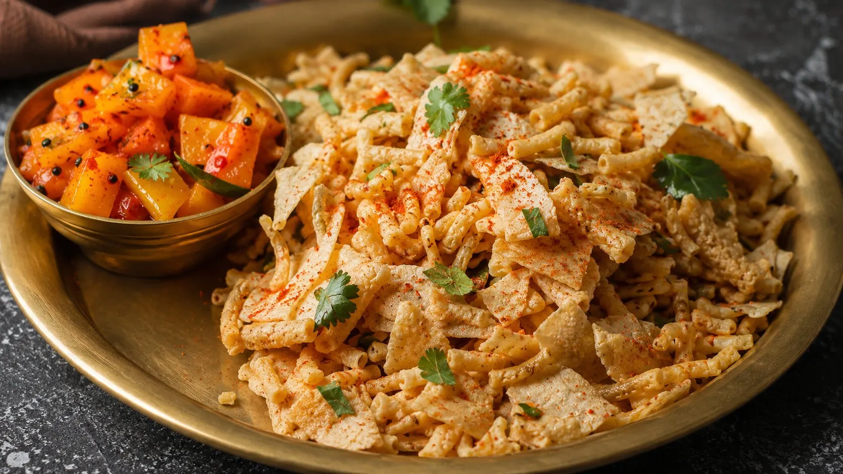 Classic Papdi Gathiya with Papaya Sambharo Classic Papdi Gathiya with Papaya Sambharo