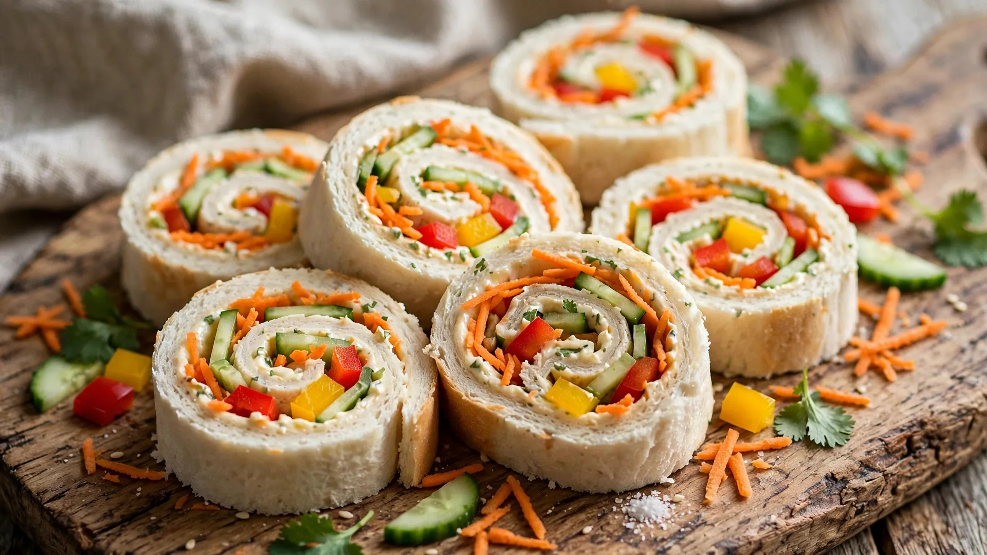 Colorful Veg Pinwheel Sandwiches Colorful Veg Pinwheel Sandwiches
