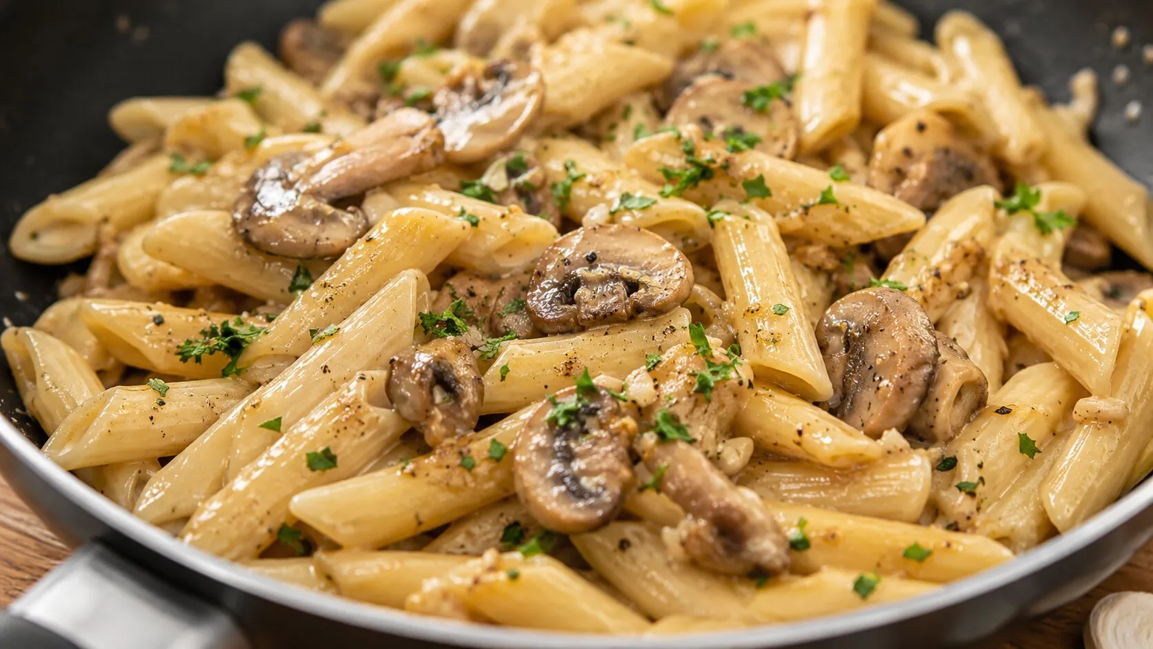 Creamy Garlic Mushroom Penne Pasta