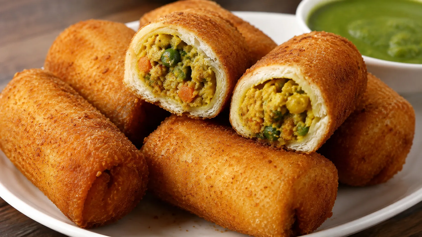 Crispy Stuffed Vegetable Bread Rolls Crispy Stuffed Vegetable Bread Rolls