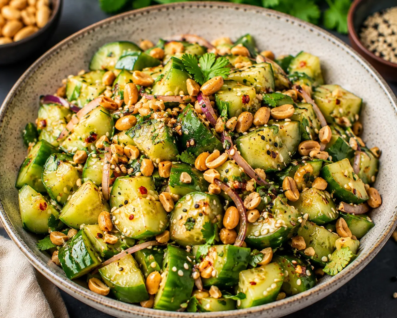 Crunchy Peanut and Sesame Cucumber Salad
