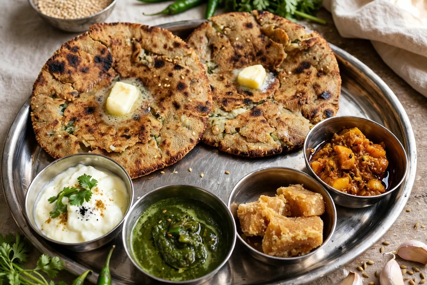 Delicious Stuffed Bajra Roti with Potato 