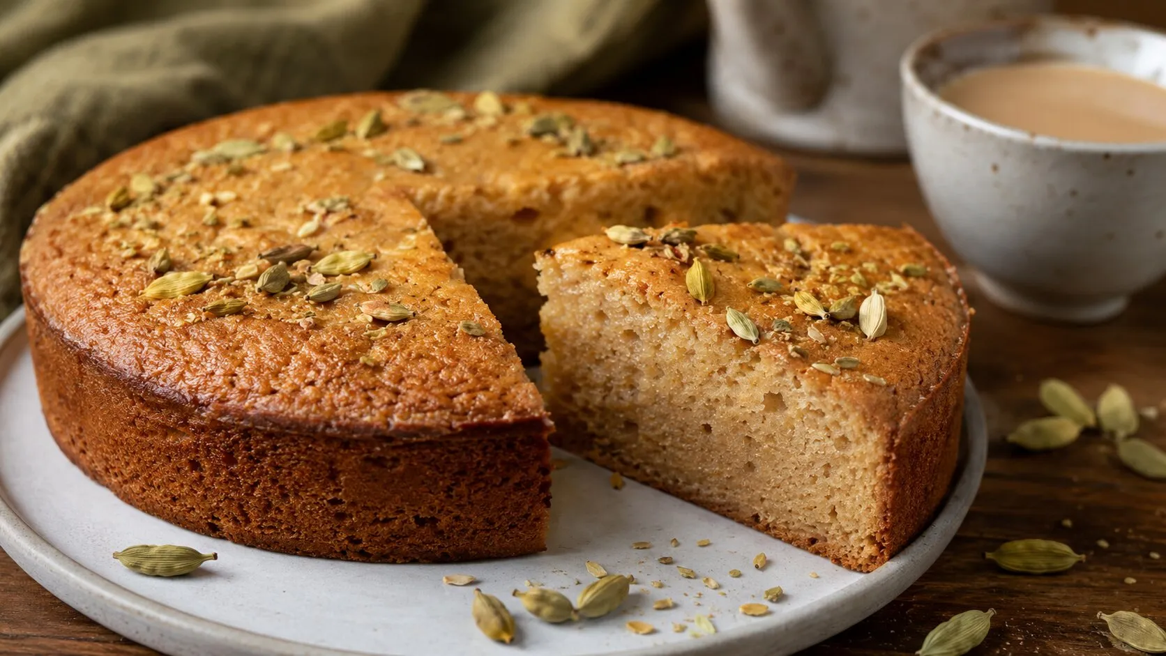 Eggless Cardamom and Almond Tea Cake