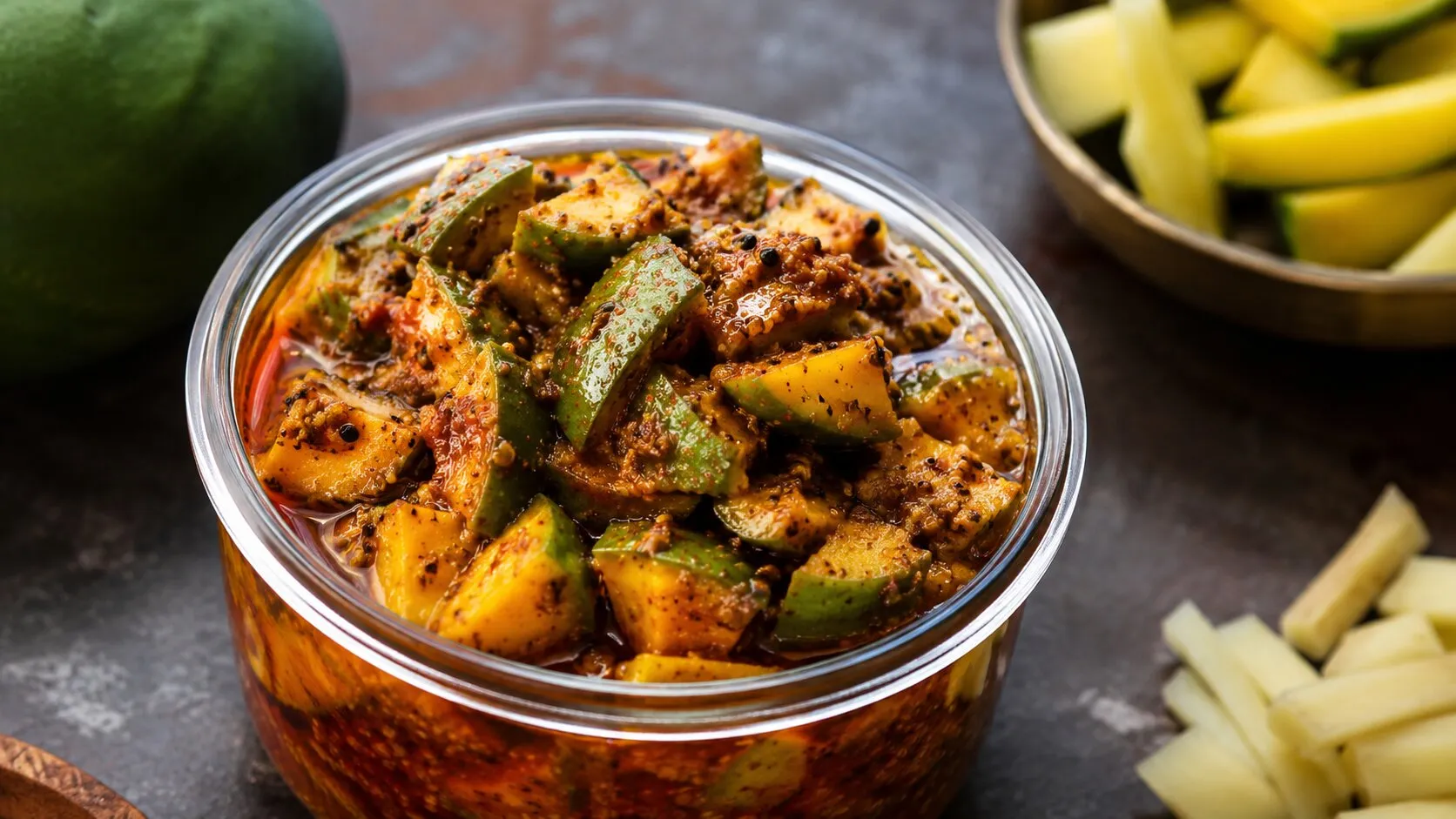 Gujrati Style Spicy Mango Ginger Pickle