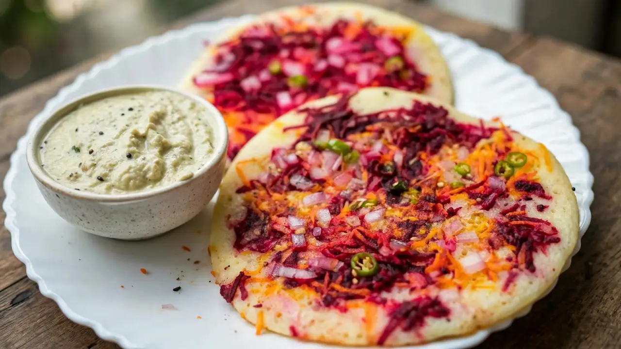 Healthy Carrot Beetroot Rava Uttapam