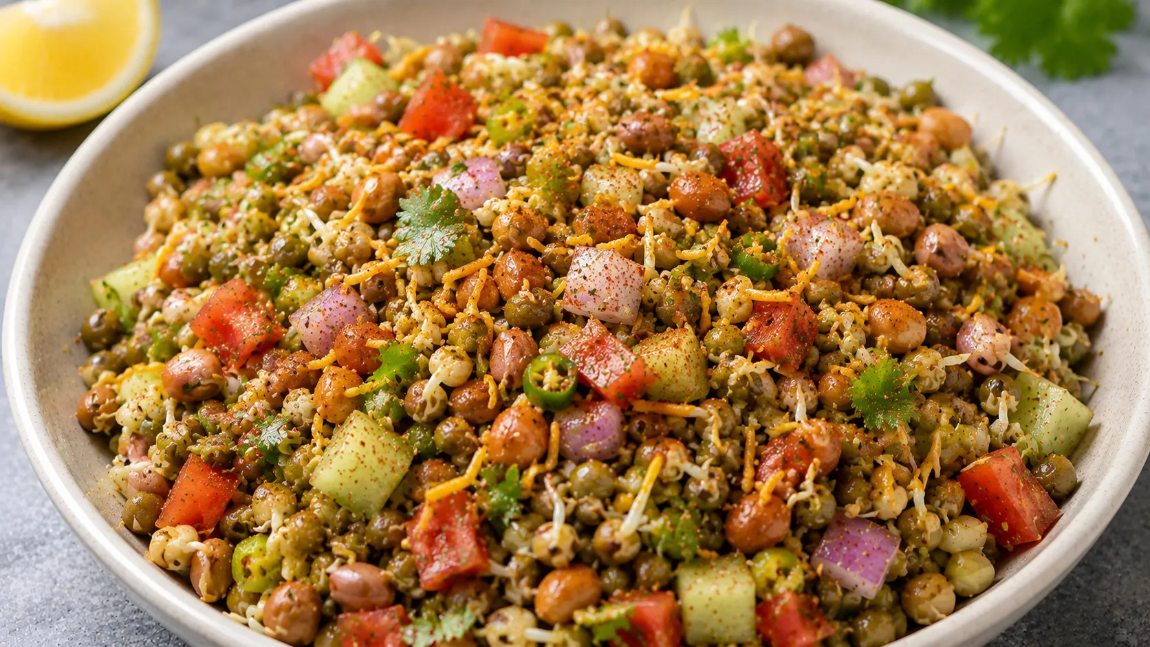 Healthy Sprouted Moong and Chana Chaat