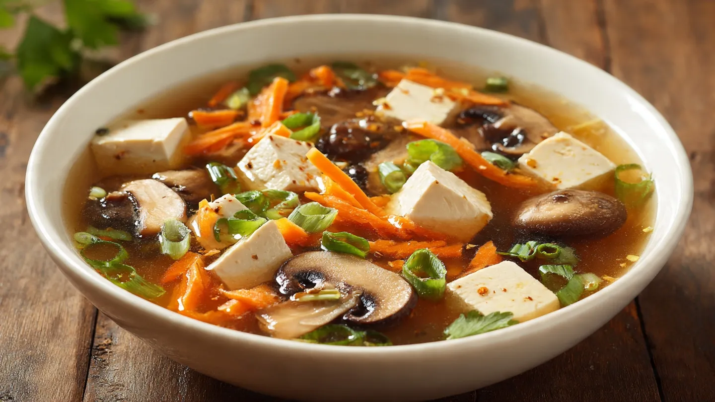 Hearty Spicy Mushroom Tofu Soup