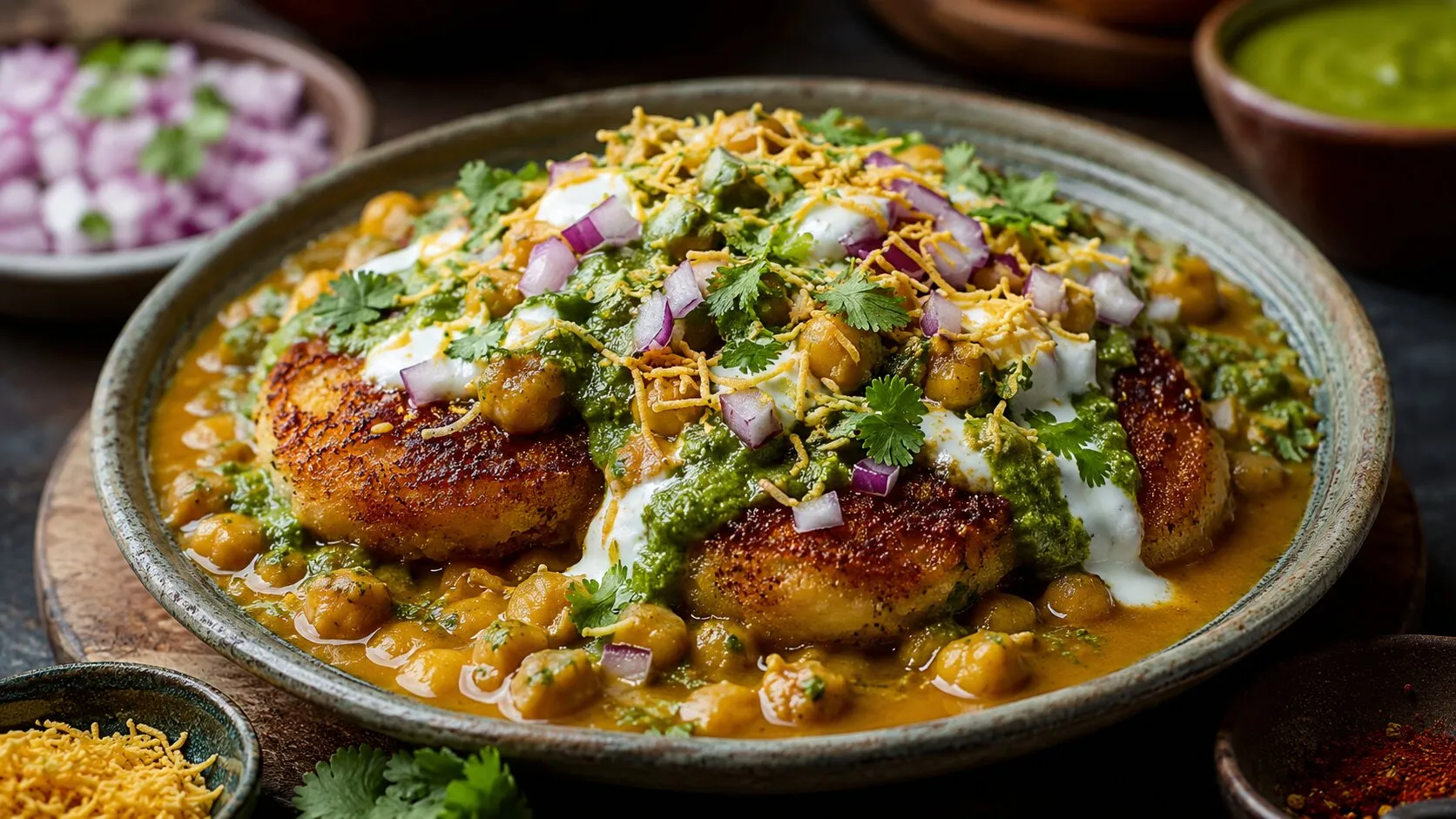 Homemade Aloo Tikki Chaat with Spicy Ragda Homemade Aloo Tikki Chaat with Spicy Ragda