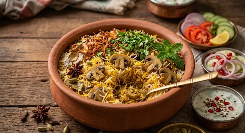 One-Pot Mushroom Biryani (Kalan Biryani)