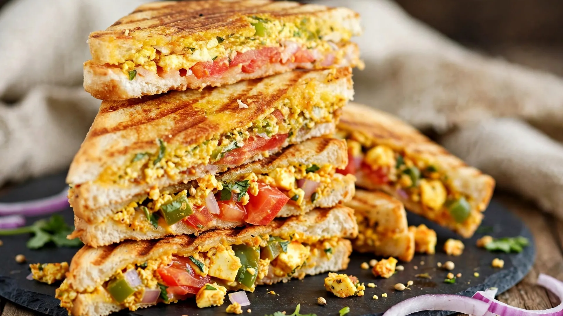 Protein-Rich Paneer Bhurji Sandwich Protein-Rich Paneer Bhurji Sandwich