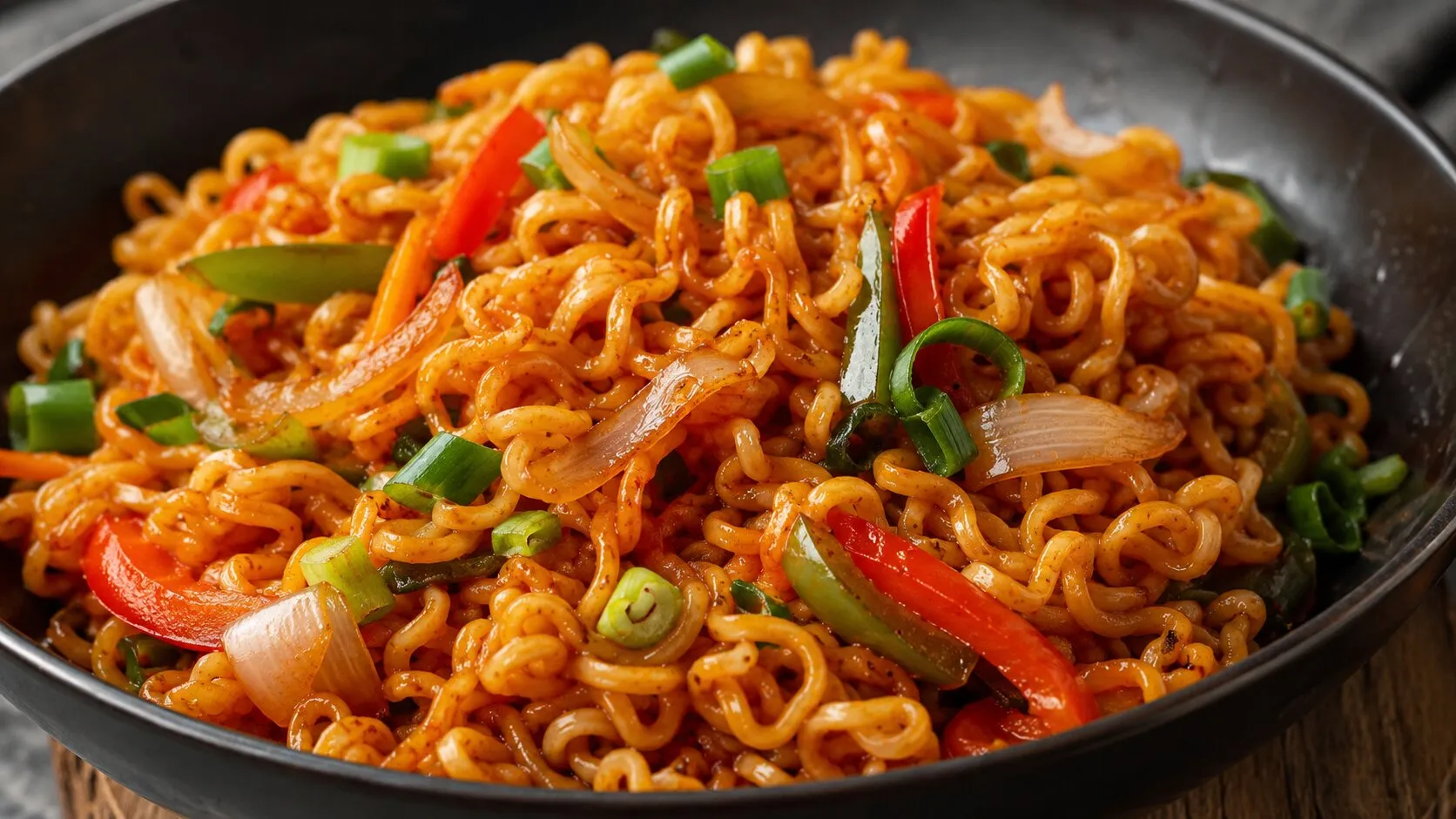 Quick & Spicy Schezwan Garlic Maggi