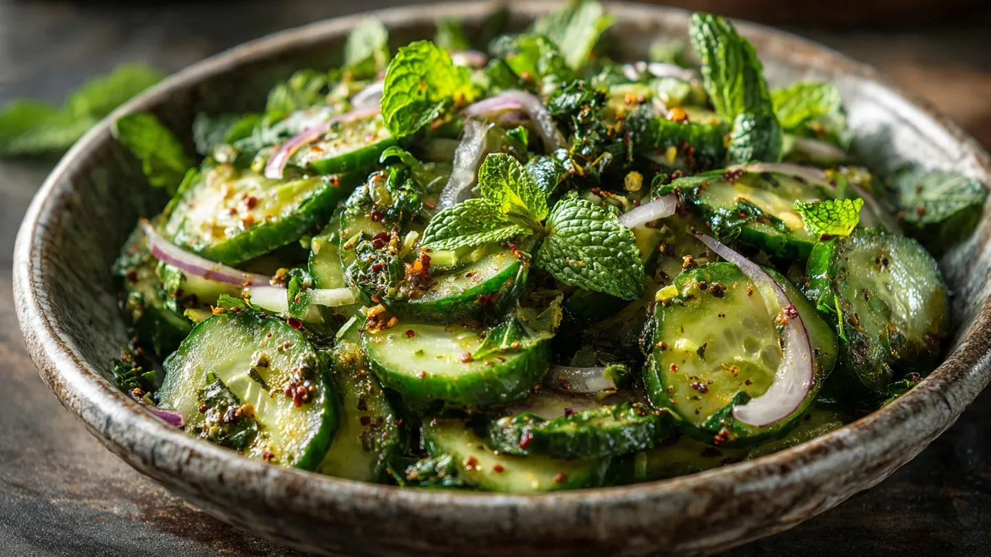 Refreshing Chunky Cucumber and Mint Salad