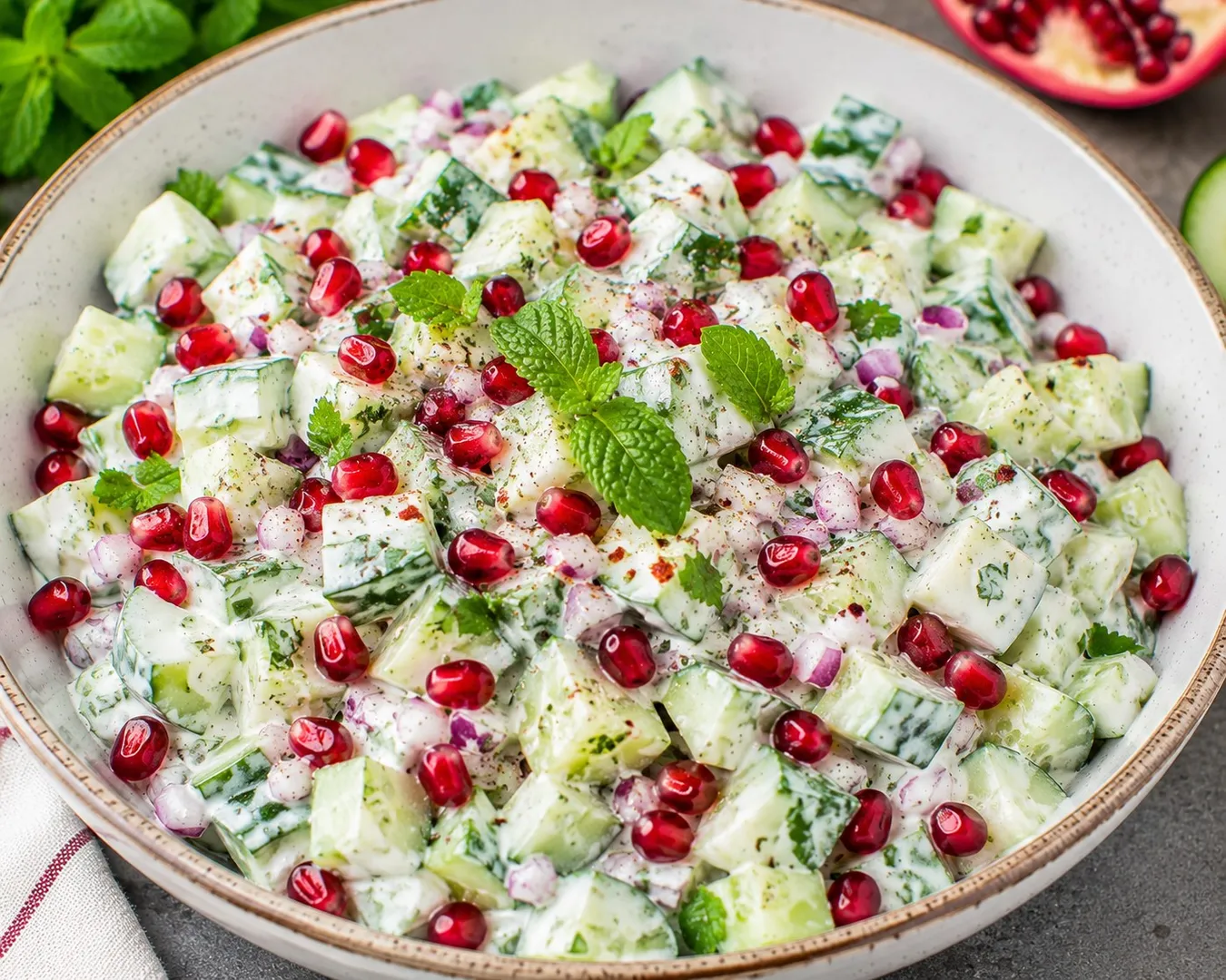 Refreshing Cucumber Pomegranate Yogurt Salad