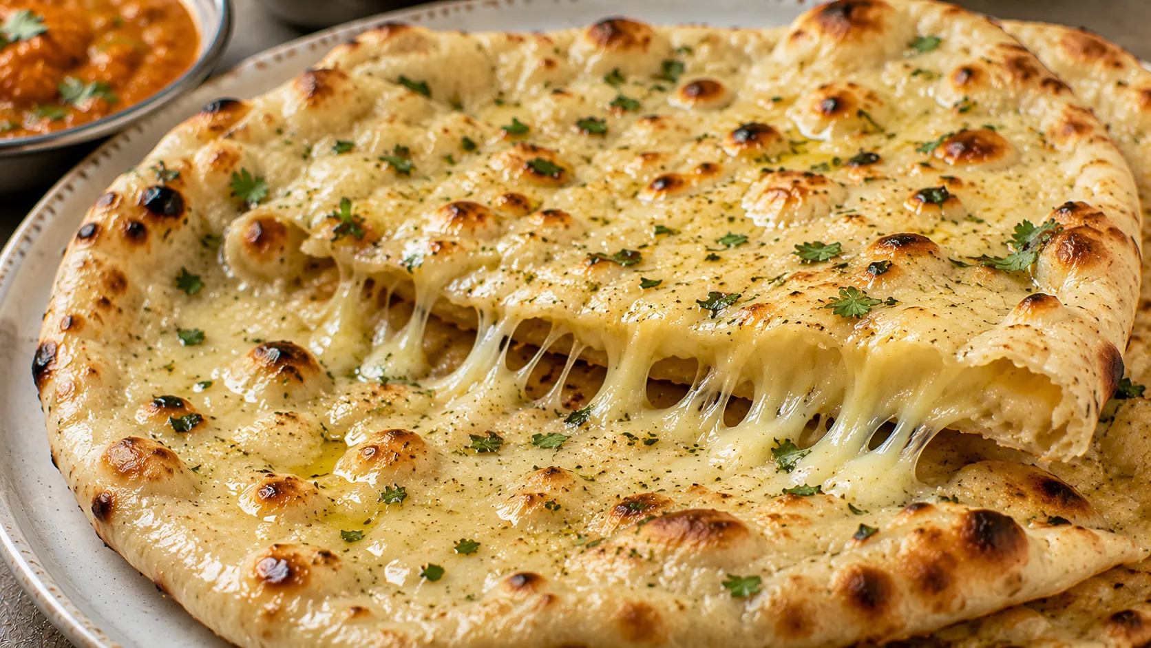 Restaurant-Style Cheesy Garlic Naan