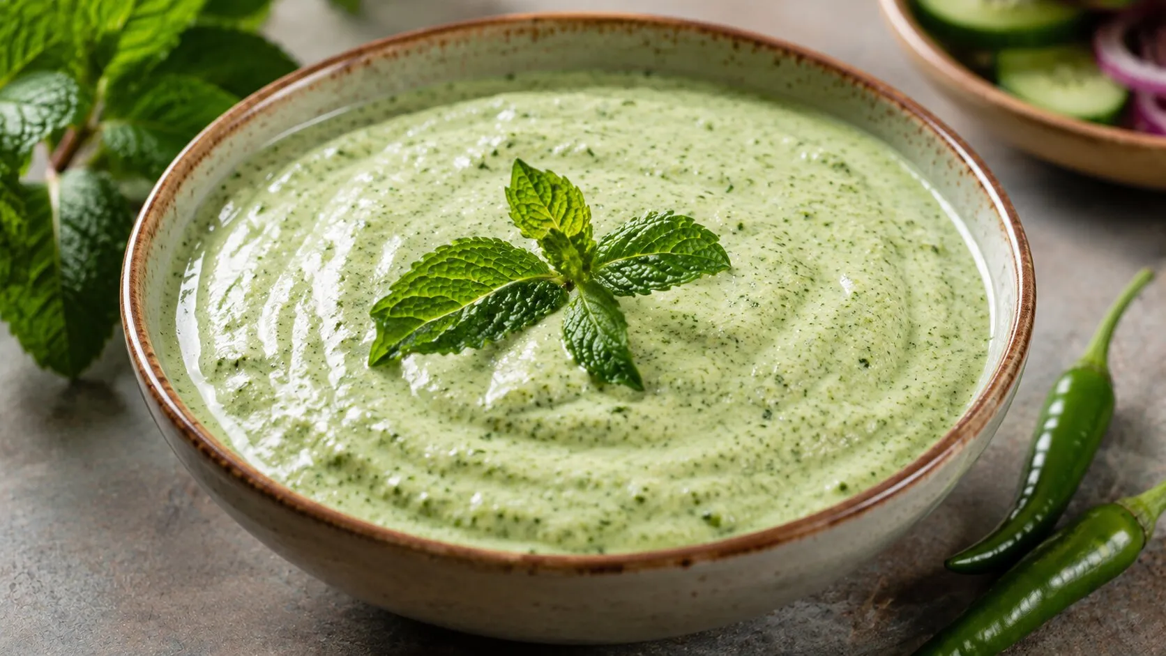 Restaurant Style Mint Yogurt Chutney