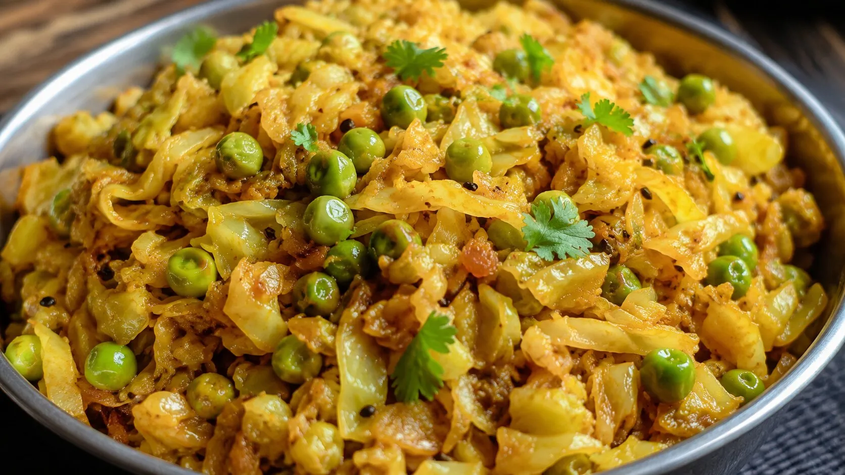 Simple Cabbage Peas Curry