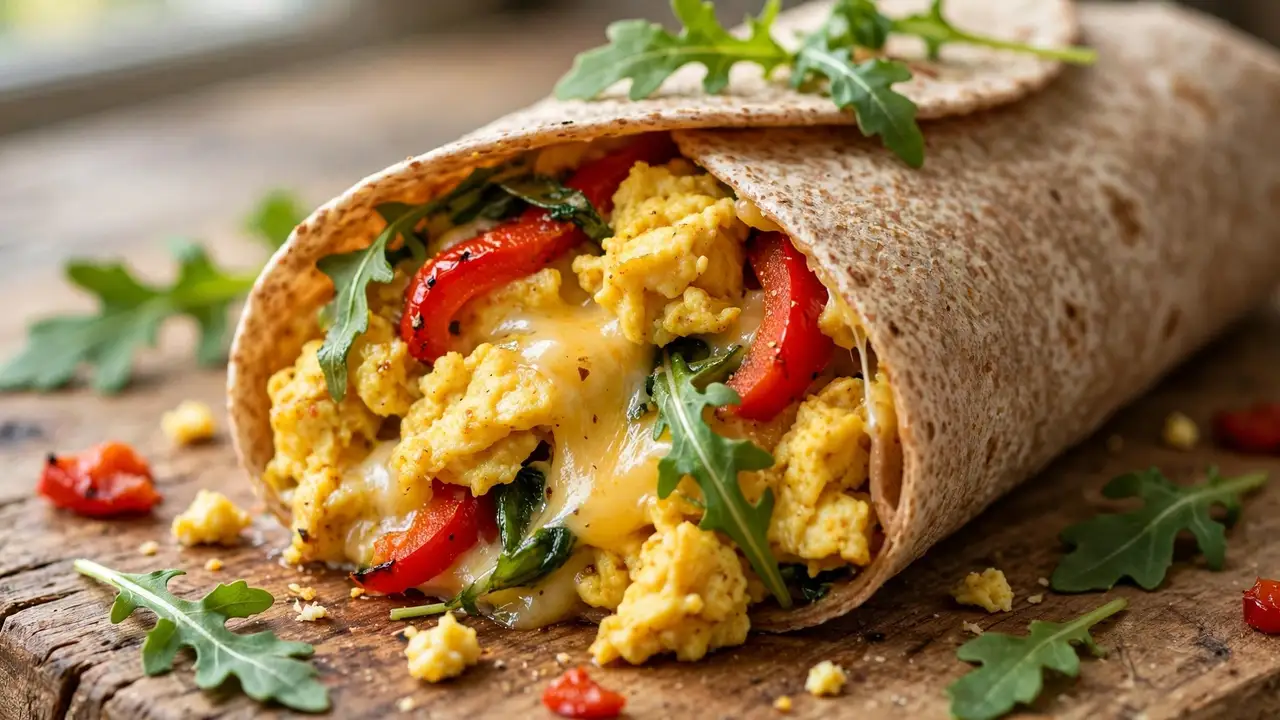 Spiced Curried Scrambled Egg Breakfast Wrap