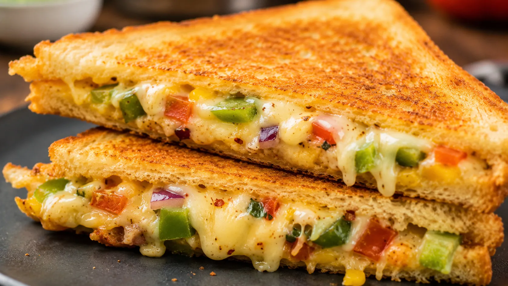 Street-Style Cheesy Vegetable Club Sandwich Street-Style Cheesy Vegetable Club Sandwich
