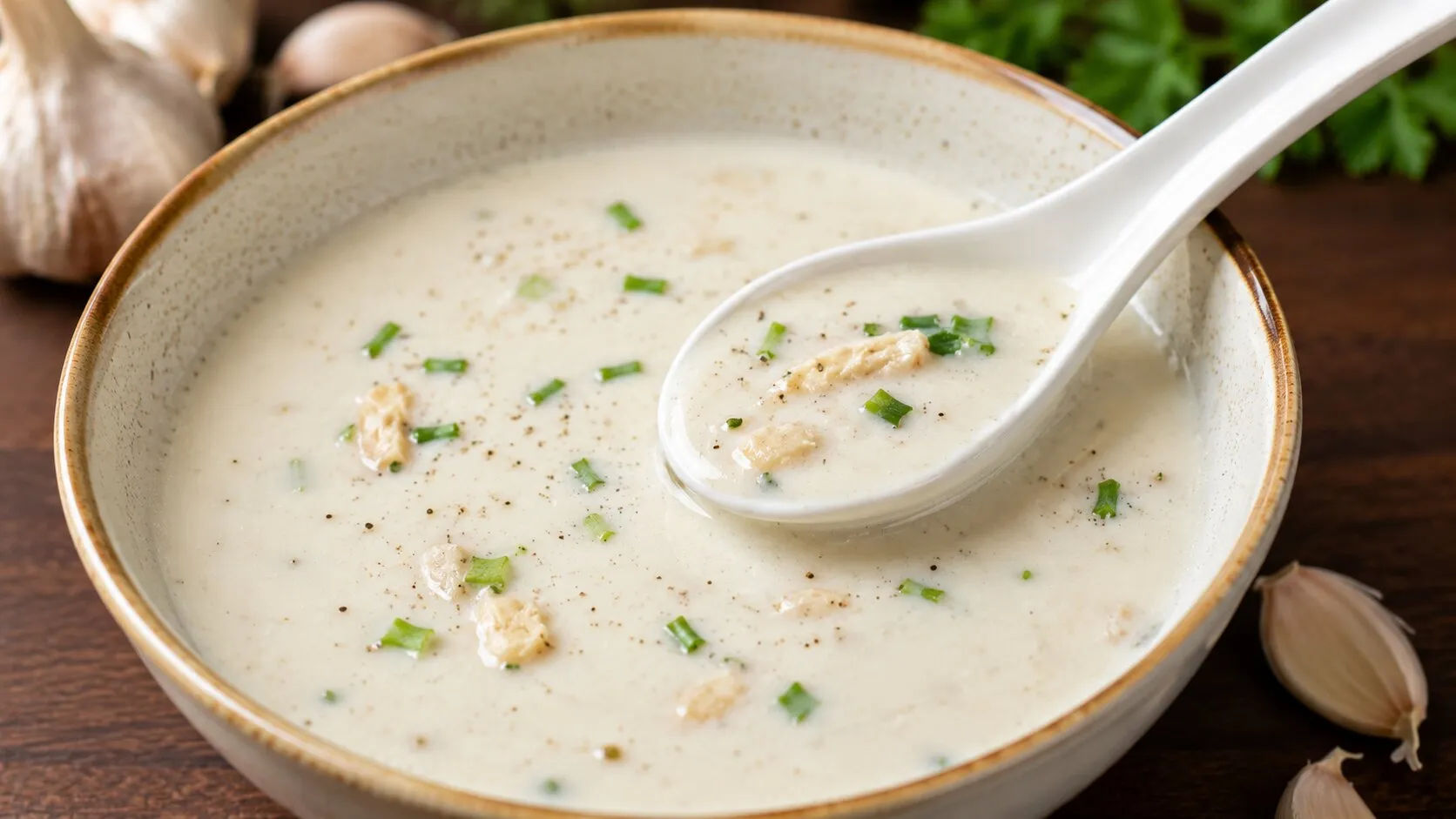 The Best Creamy Roasted Garlic Soup