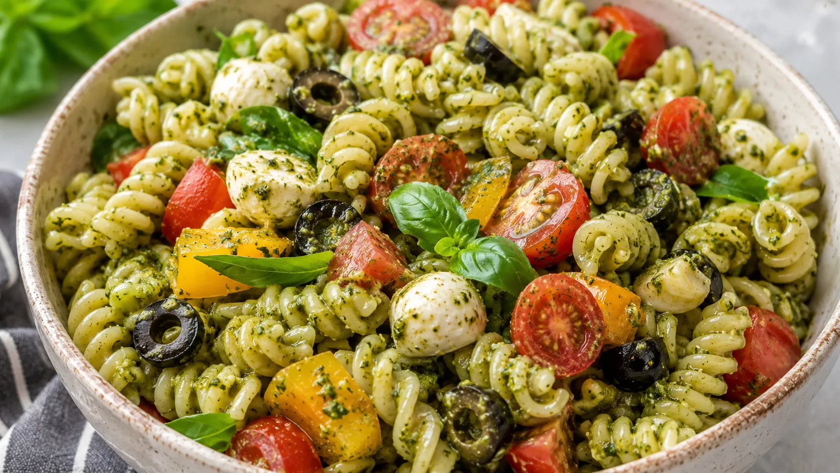 The Ultimate Creamy Pesto Pasta Salad