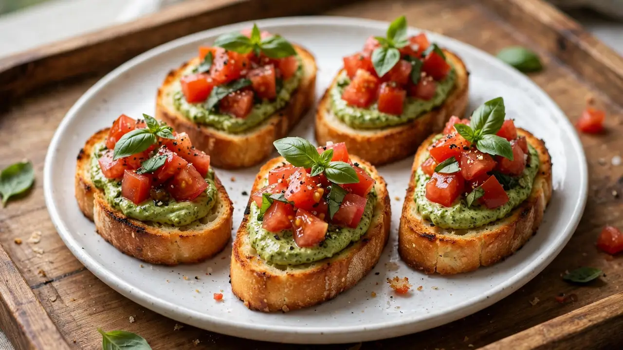 Tomato Basil Paneer Bruschetta Appetizer Tomato Basil Paneer Bruschetta Appetizer