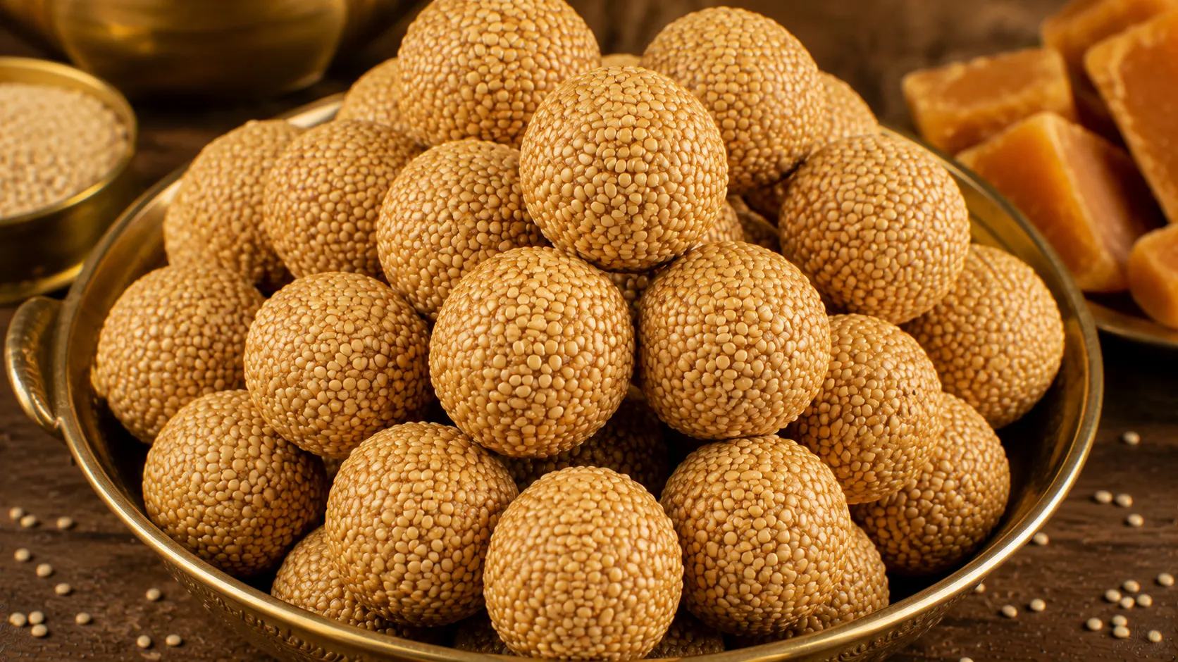 Traditional Homemade Til Gud Laddu