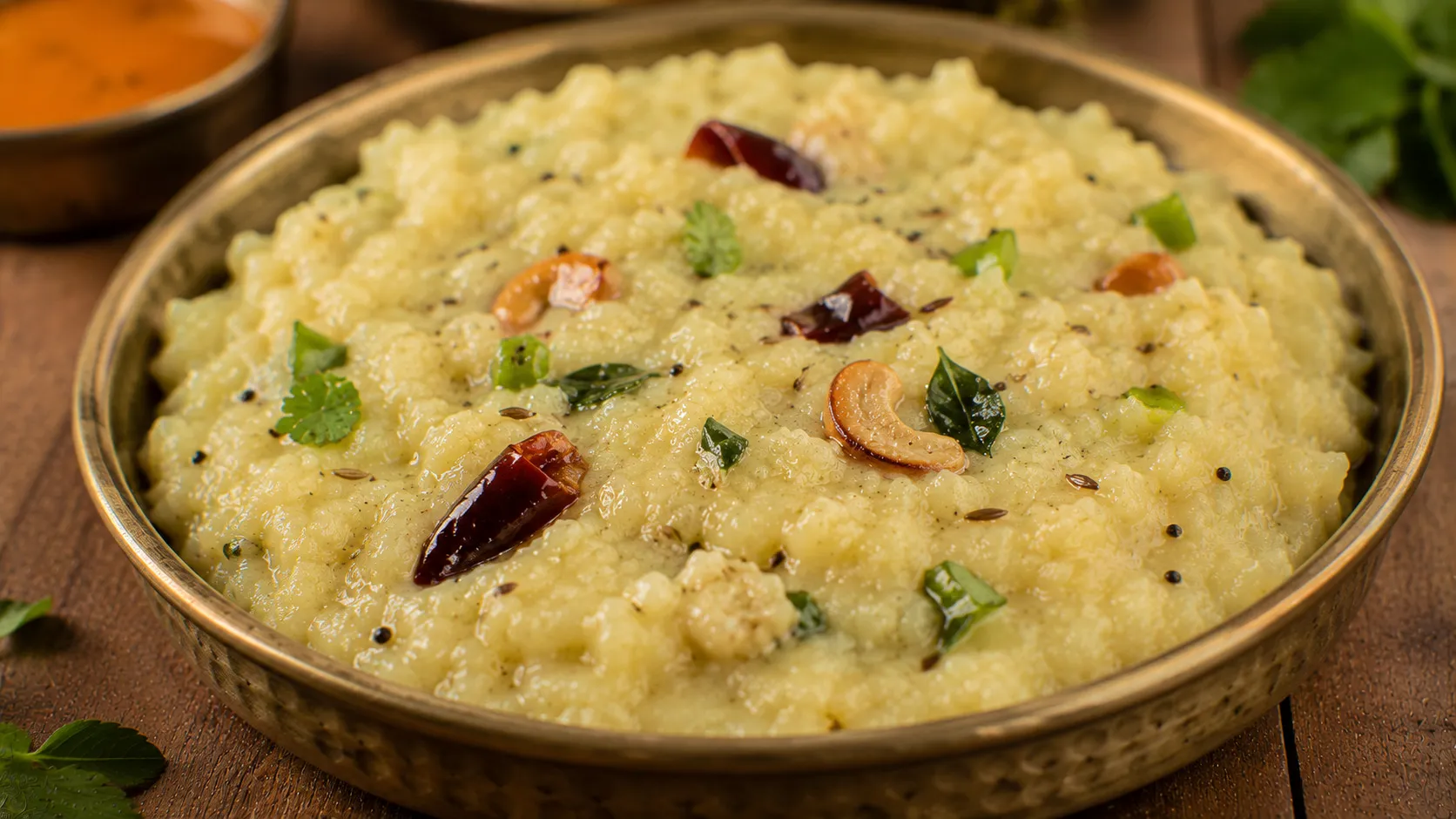 Traditional South Indian Savory Ven Pongal